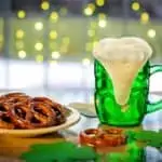 green beer and pretzels