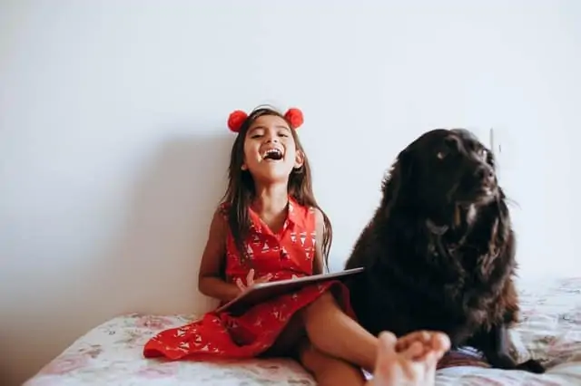 girl with dog